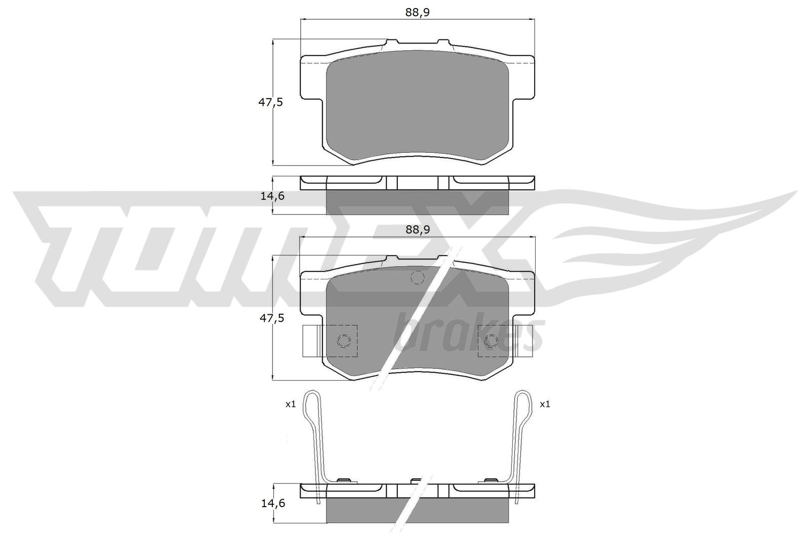 Obrázok Sada brzdových platničiek kotúčovej brzdy TOMEX Brakes  TX1100